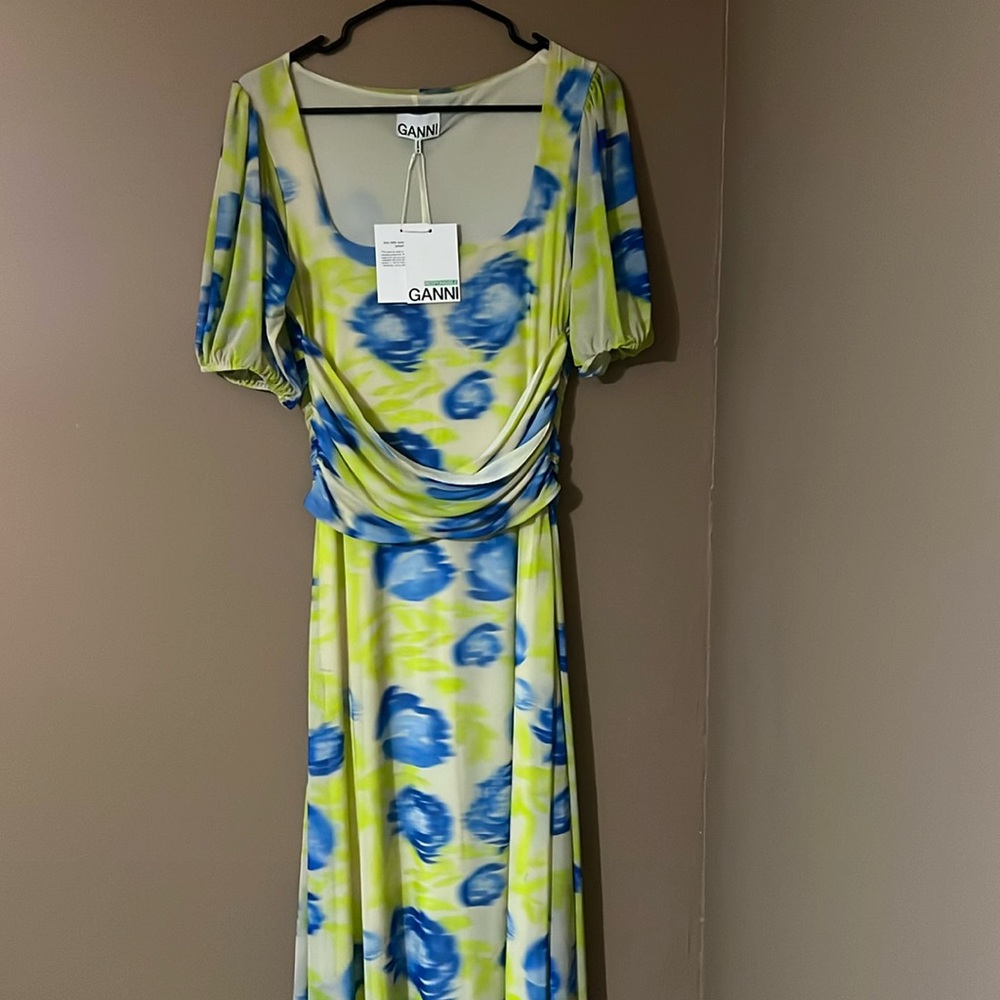 Ganni - Crisscross Mesh Midi-Dress - EU Size 38 - Picture 7 of 10